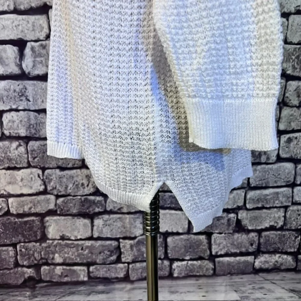 J. Jill White V-Neck 3/4 Sleeve Pullover Sweater Size L